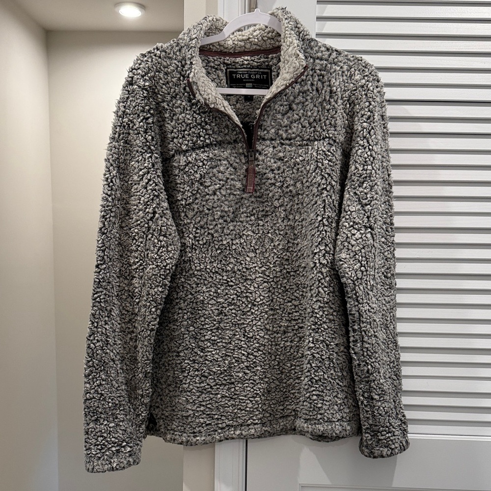 True Grit Women's Gray Sherpa Zip-Up Jacket